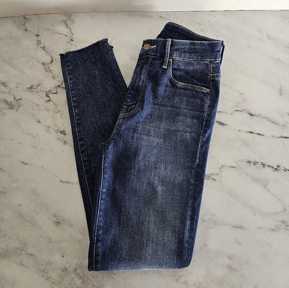 Mother High Waisted Looker Ankle Fray Blue Jeans 25 Preowned - Picture 3 of 9